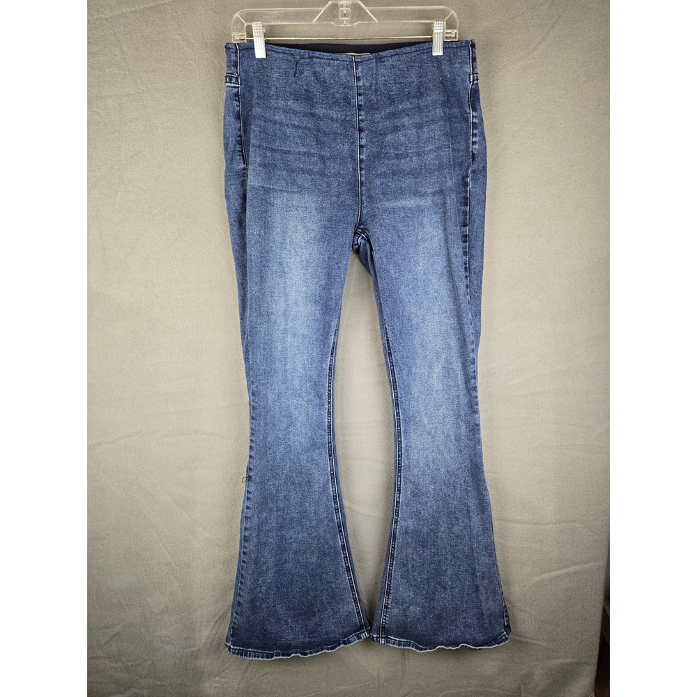 Rock & Roll Denim Jeans Women 32 Blue Bargain Bell Pull On Flare Western Boho